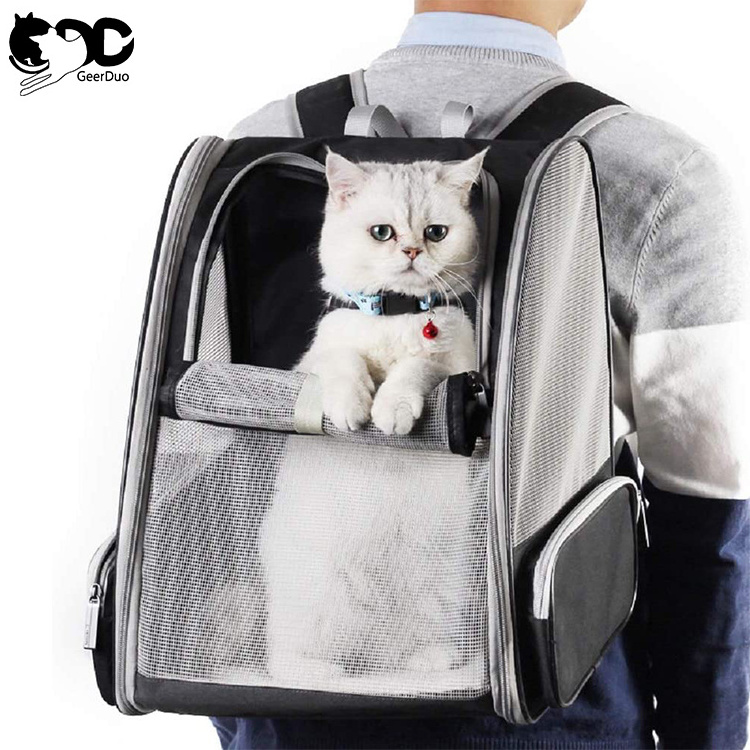 GeerDuo Outdoor Travel Breathable Fully Ventilated Mesh Multi Colors Foldable Dog Carrying Bag Pet Cat Carrier Backpack