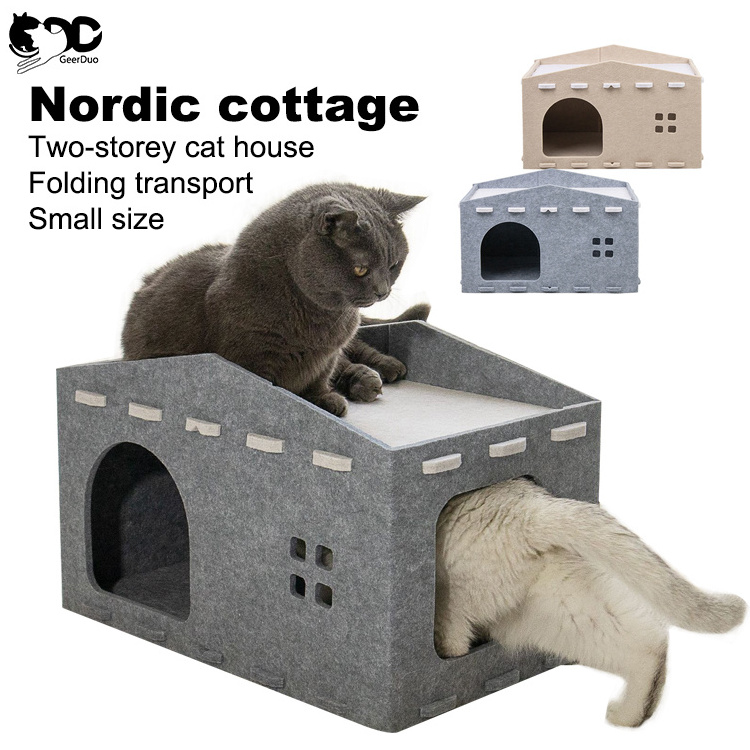 GeerDuo Wholesale Customer Detachable Durable Comfortable Large Felt Pet Cat Cave Nest House