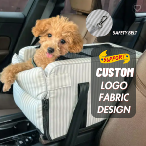 Customize Pet Backseat Cover Waterproof Portable Travel Small Dog Car Booster Armrest Middle Center Console Seat with Belt