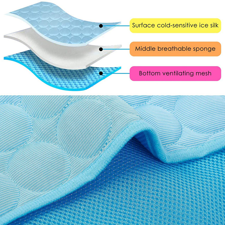 Multi-function Summer Soft Self Cooling Breathable Machine Washable Pet Dog Cat Ice Silk Mat For Floor Bed Car Seat