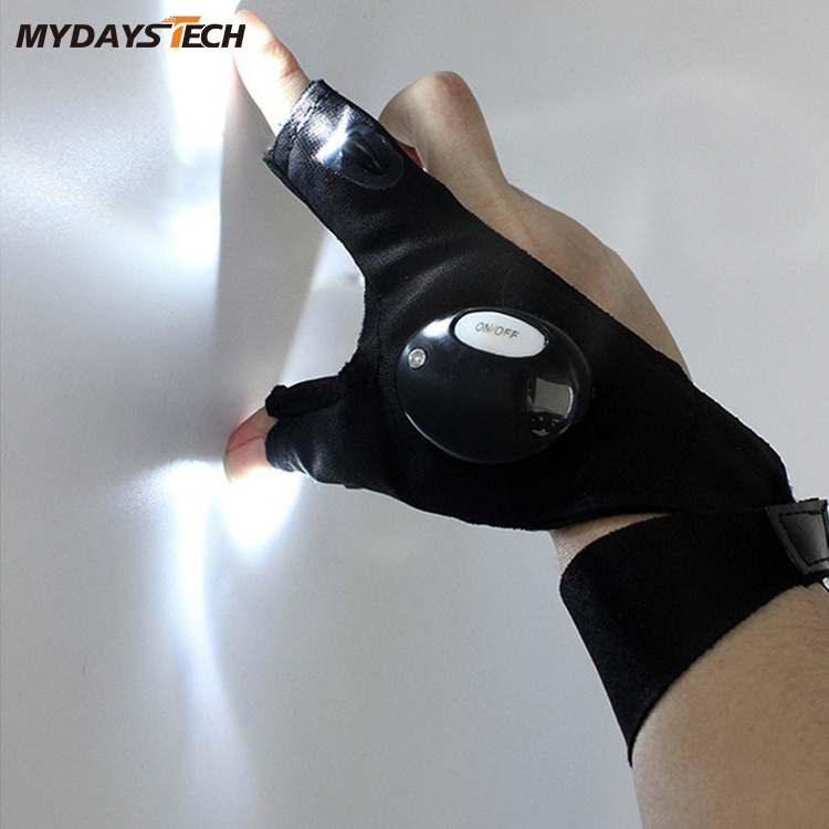 Mydays Tech Unique Gifts Comfortable Material Free Size Portable LED Flashlight Gloves for Camping Fishing Car Repairing Hiking