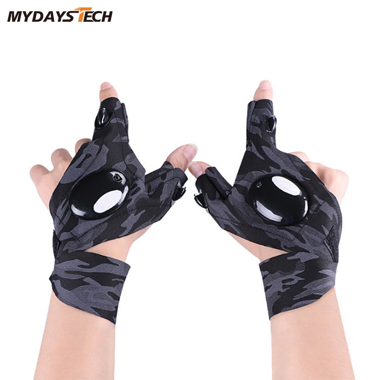 Mydays Tech Unique Gifts Comfortable Material Free Size Portable LED Flashlight Gloves for Camping Fishing Car Repairing Hiking