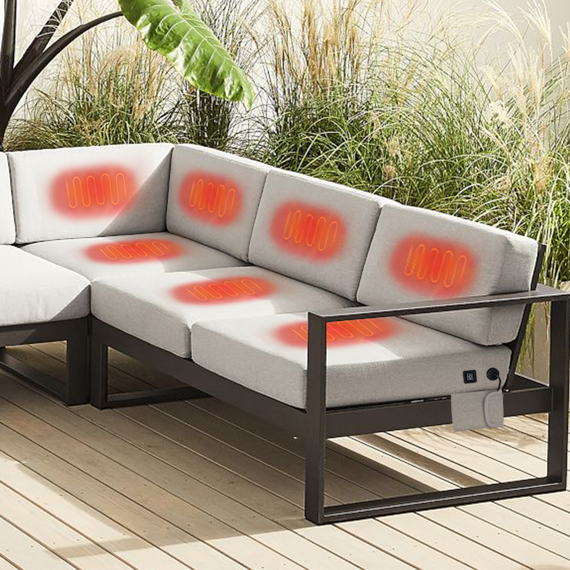 Mydays Tech Upgraded Design Comfortable Resilience Outdoor Heated Deep Seat Cushions for Patio Furniture