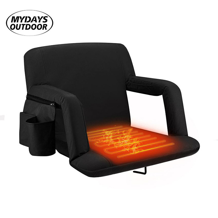 Mydays Tech Wholesale New Design Multi-pockets 3 Heating Levels USB Heated Stadium Seat for Bleachers