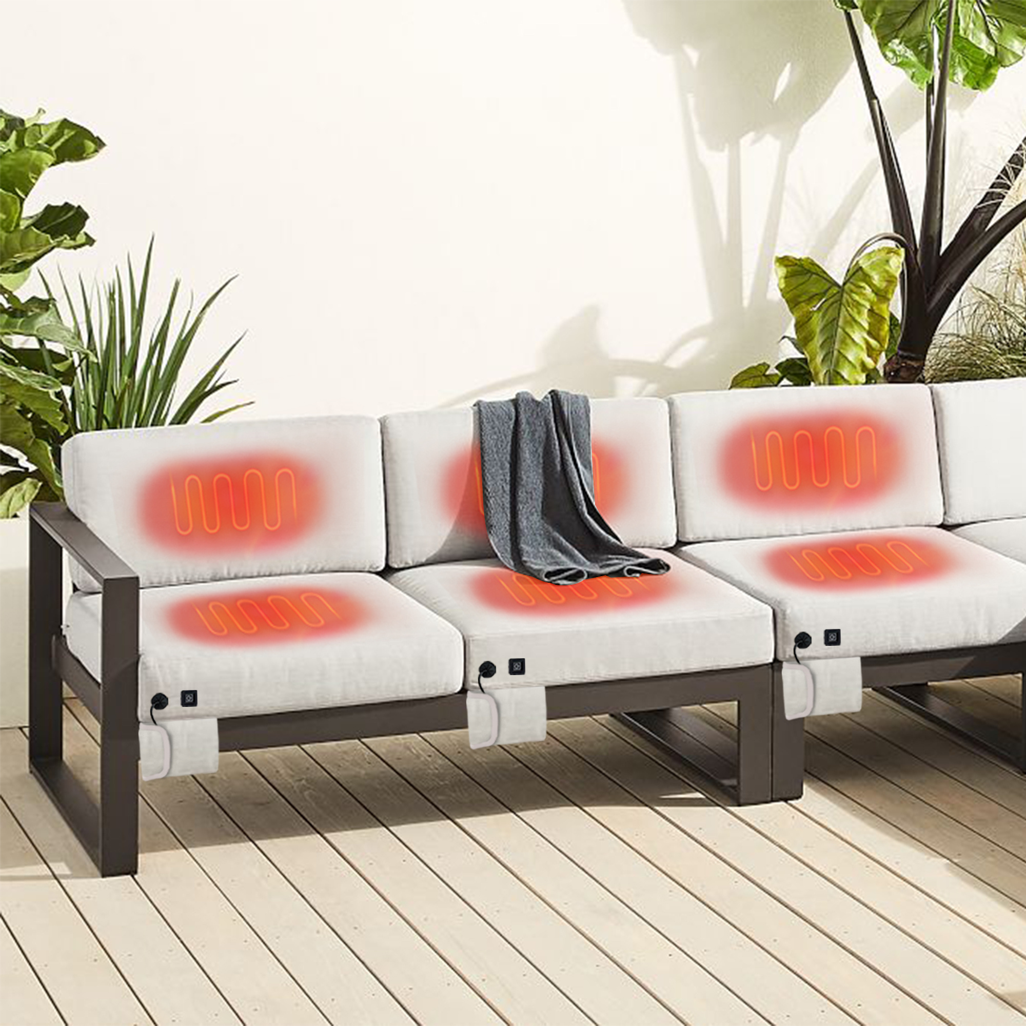 Mydays Tech Upgraded Design Comfortable Resilience Outdoor Heated Deep Seat Cushions for Patio Furniture