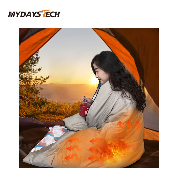 Mydays Tech Waterproof Breathable 3 Adjustable Heating Levels Envelope Type Heated Sleeping Bag for Camping Backpacking Hiking