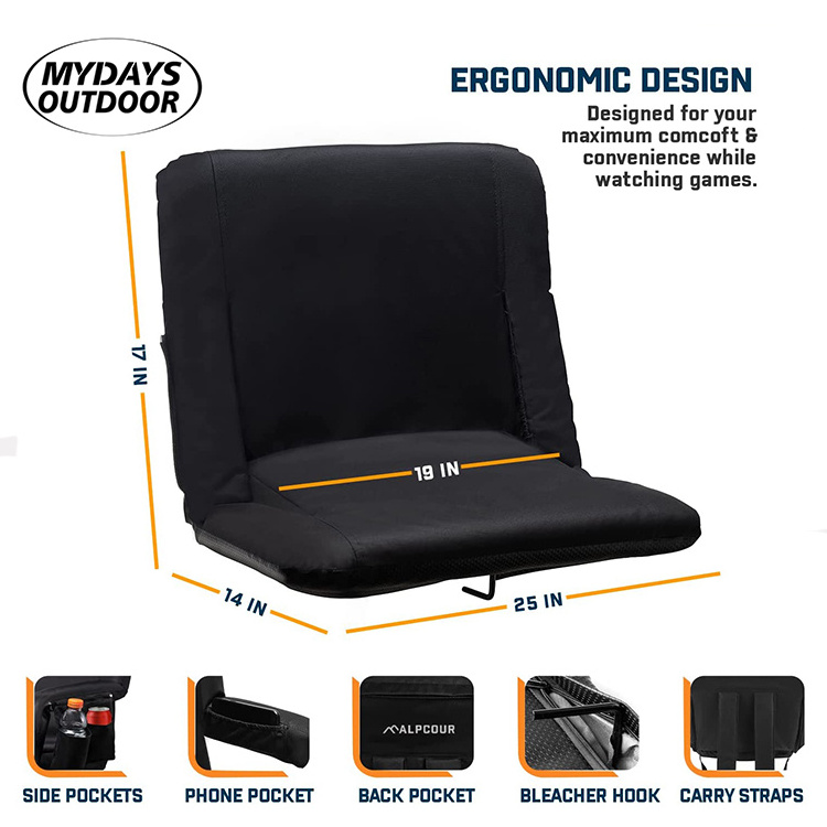 Mydays Tech Wholesale New Design Multi-pockets 3 Heating Levels USB Heated Stadium Seat for Bleachers