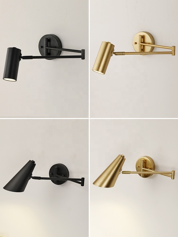 Wall Lighting Swing Arm Adjustable Wall Sconce Wall Lamp for Bedside American Telescopic Rotating Folding Fixtures 1 Light Metal