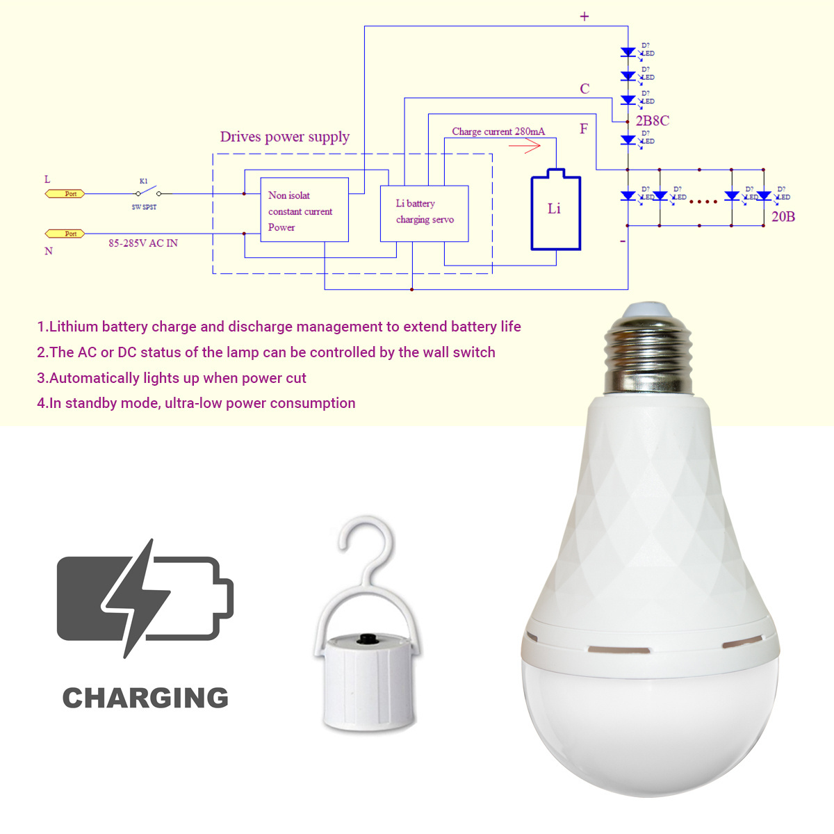 Battery Operated  Light Bulbs 9W 12W 15W LED Intelligent Rechargeable Emergency LED Bulbs E27 B22  Bombillo Lamps