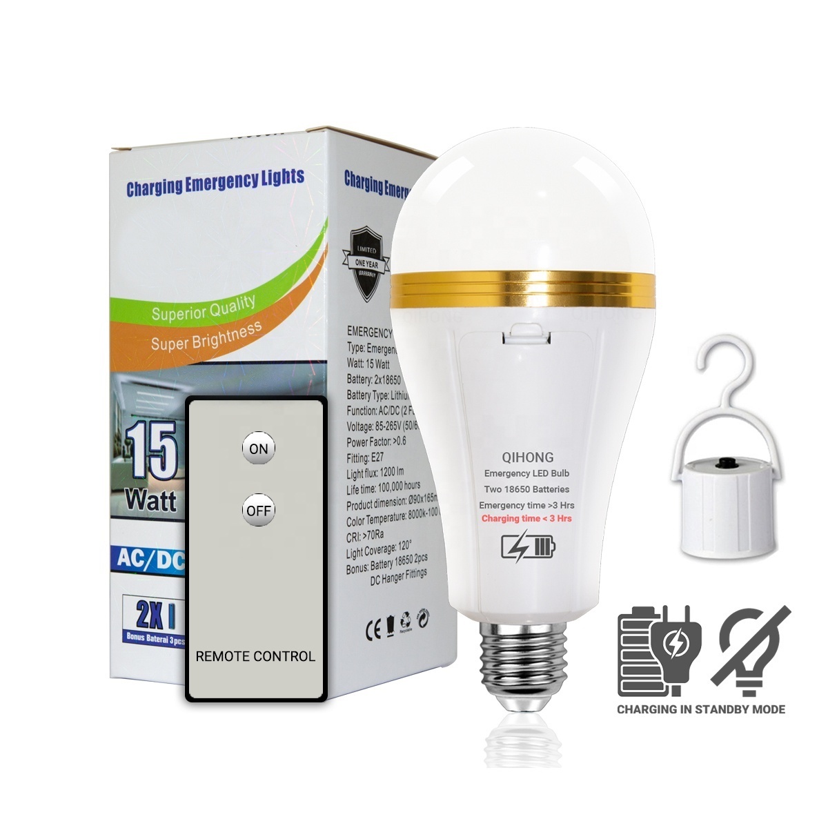 Keehome Lampada Led Emergency Bulbs 15W E27 Standby Charging Led Bulbs Remote Control Led Rechargeable Bulbs