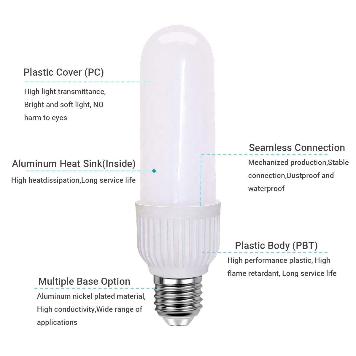 Cylindrical Led T Bulbs Lampada Led E27 B22 6W/12W/15W/18W  Aluminum Efficient Energy Saving Led Bulb Lamps China Supplier