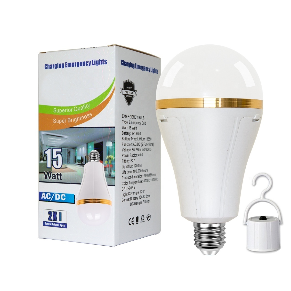 Emergency LED Rechargeable Light Bulbs 20W E26E27 3000K 6500K 3600 mAh Battery Backup LED Light Bombillos Bulbs for Power Outage