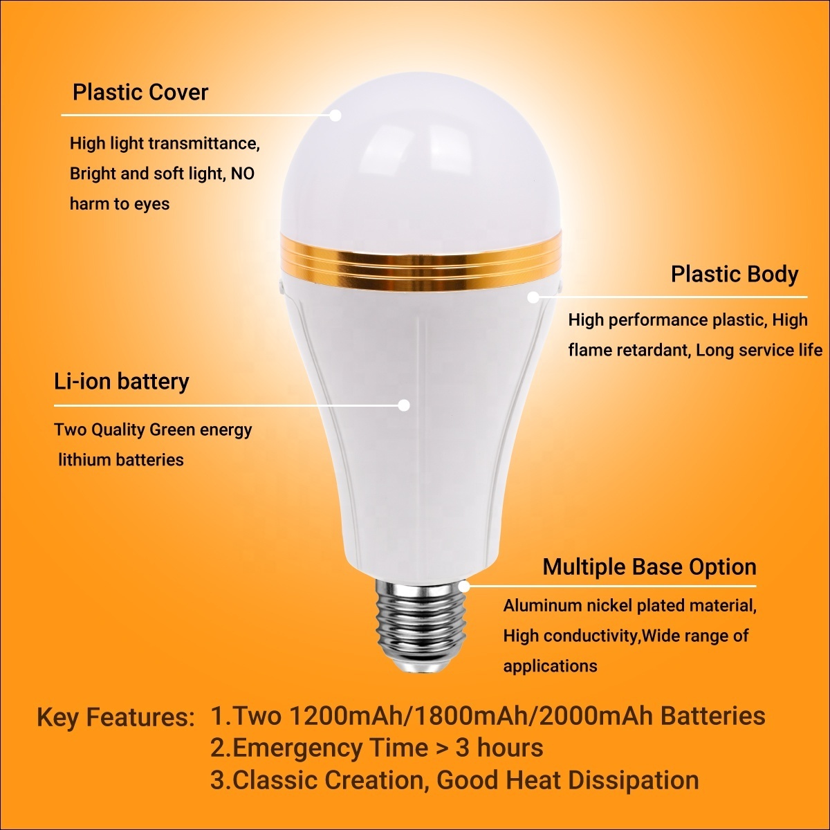 Hot Selling Rechargeable Emergency Bulb Lights 12w 15w 20w with Hook for Outdoor Camping