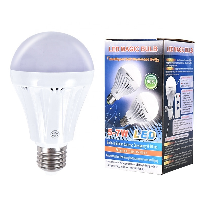 Amazon Hot Selling Battery Operated  Light Bulbs 7W E26 LED Intelligent Rechargeable Emergency LED Bulbs Bombillo Lamps