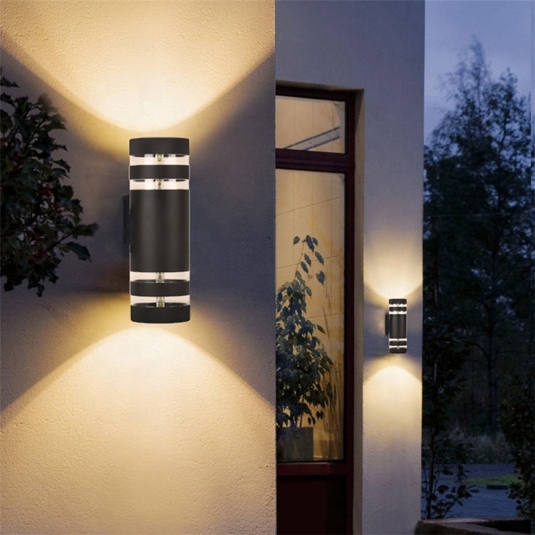 Outdoor Waterproof Cylinder Up Down Wall Sconce Outside Porch Wall Mounted Exterior Led Wall Lamp Lighting With E27 GU10 Holder