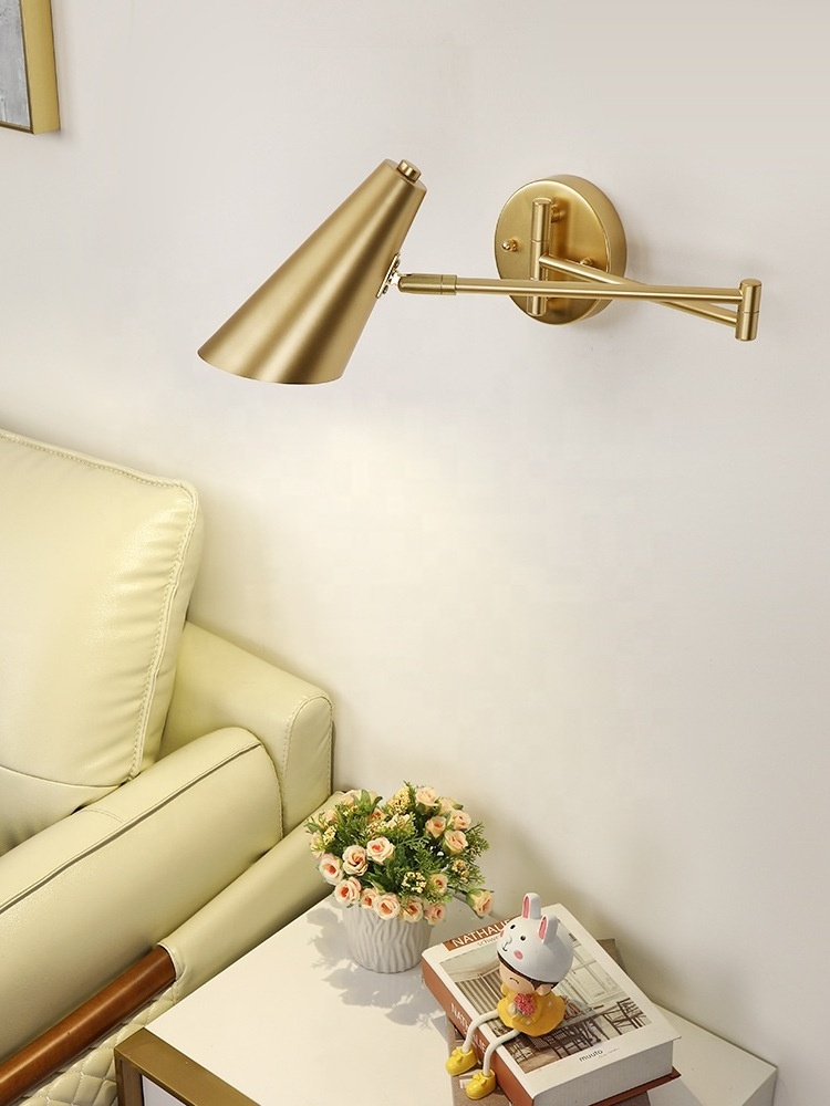 Wall Lighting Swing Arm Adjustable Wall Sconce Wall Lamp for Bedside American Telescopic Rotating Folding Fixtures 1 Light Metal