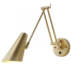 Wall Lighting Swing Arm Adjustable Wall Sconce Wall Lamp for Bedside American Telescopic Rotating Folding Fixtures 1 Light Metal