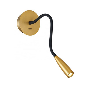 Keehome Bronze Round Hose Sconce Wall Light Gooseneck Brass Indoor Reading Lights Wall Mount Bedside Hotel Wall Lamps