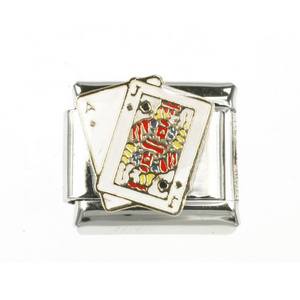 9mm classic size adjustable composable link Las vegas playing card game stainless steel Italian charms bracelet