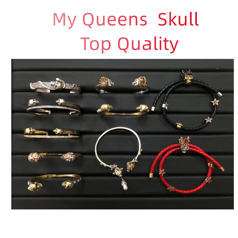 Wholesale High Quality Luxury Inspired Designer Jewelry Punk Halloween Accessories Mcqueening Bracelet Necklace Skull Ring