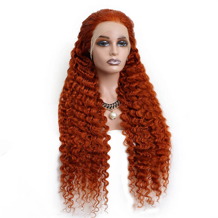 My Dream Hair Deep Wave 13X4 Transparent Ginger Lace Frontal Wig Hot selling Human Hair Brazilian Virgin Lace Front Wig