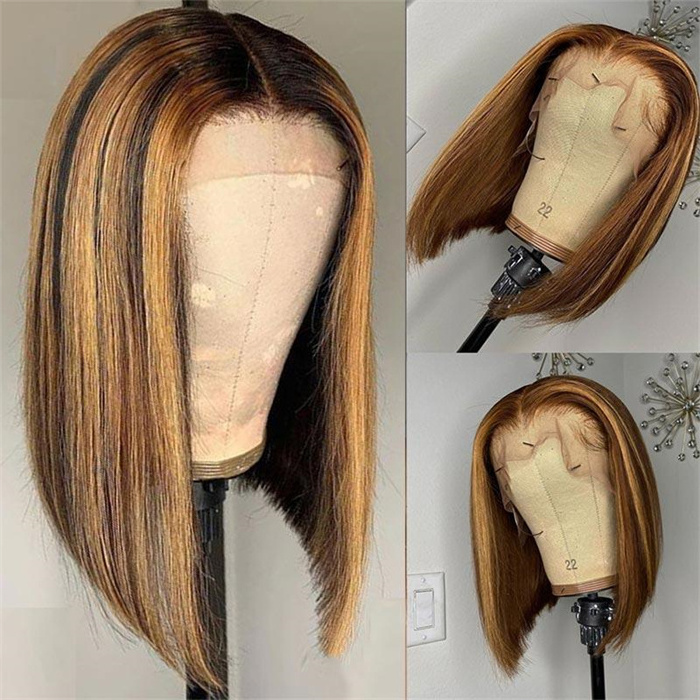 My Dream Hair Free Shipping Highlight 4/27 BOB Wig 13*4 Human Hair Wig Pre-Plucked transparent Wholesale