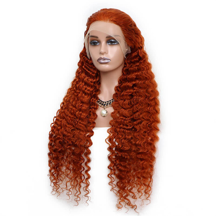 My Dream Hair Deep Wave 13X4 Transparent Ginger Lace Frontal Wig Hot selling Human Hair Brazilian Virgin Lace Front Wig