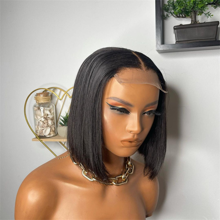 My Dream Hair 150% 4*4 Silk straight BOB style Human Hair Wig Pre-Plucked transparent Wholesale Brazilian Human Hair For Women