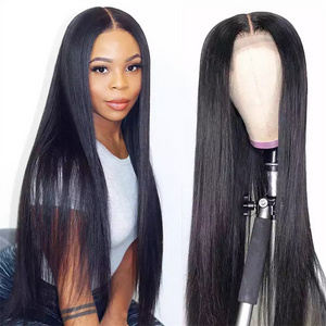 My Dream Hair Vendor Stock 13X4 Transparent Lace Frontal Wig Silk straight Human Hair Brazilian Virgin Lace Front Wig