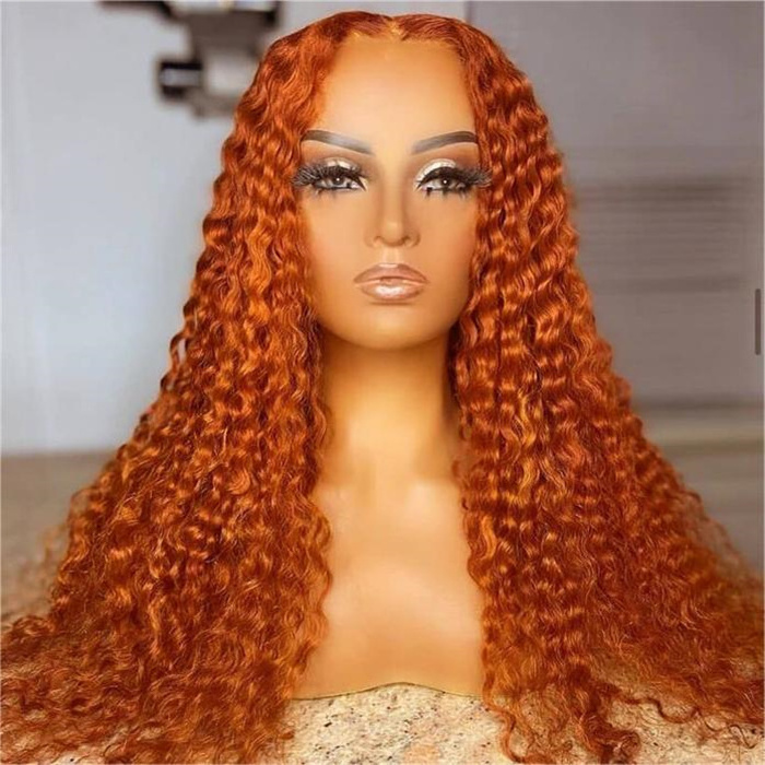 My Dream Hair Deep Wave 13X4 Transparent Ginger Lace Frontal Wig Hot selling Human Hair Brazilian Virgin Lace Front Wig