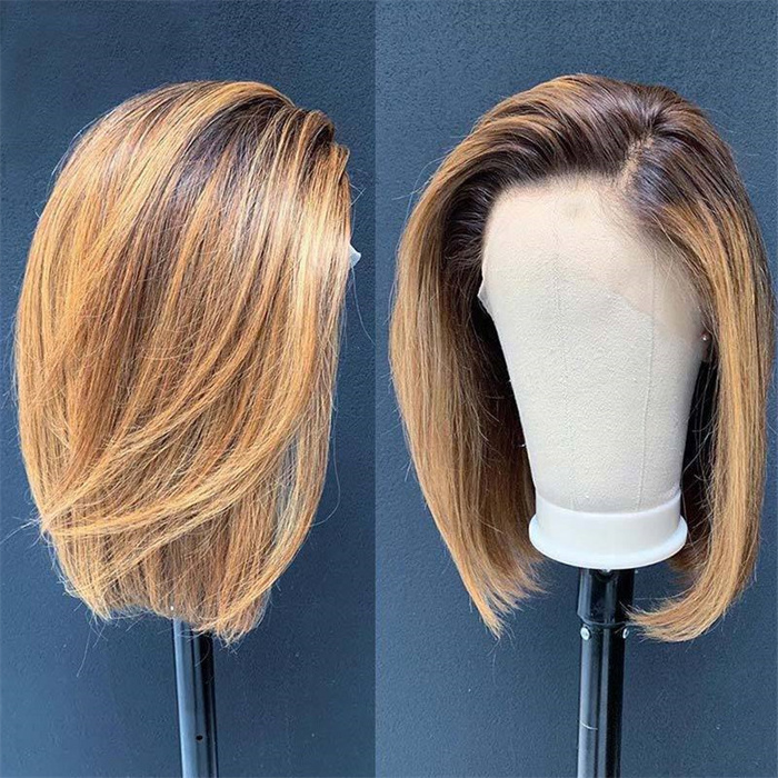 My Dream Hair Free Shipping Highlight 4/27 BOB Wig 13*4 Human Hair Wig Pre-Plucked transparent Wholesale