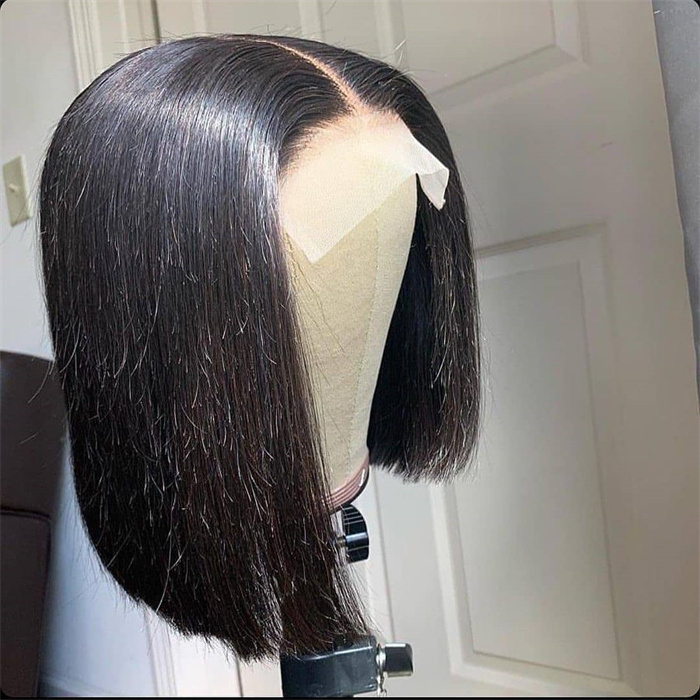 My Dream Hair 150% 4*4 Silk straight BOB style Human Hair Wig Pre-Plucked transparent Wholesale Brazilian Human Hair For Women