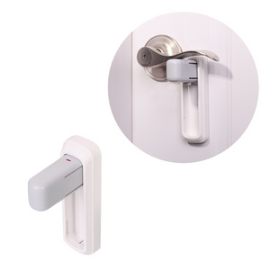 Child Proof Plastic Lever Door Lock Portable Adhesive Door Lever Lock For Baby Safety