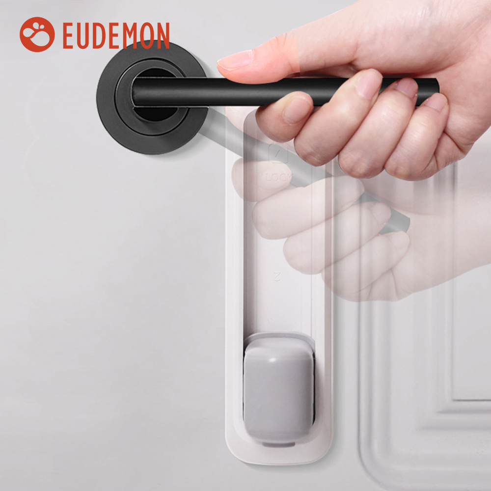 Child Proof Plastic Lever Door Lock Portable Adhesive Door Lever Lock For Baby Safety