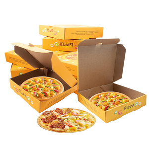 Pizza Boxes 9 X 9 Inch Kraft Corrugated Pizza Boxes Yellow Color Printing Cardboard Takeout Containers Takeaway Shipping Storage