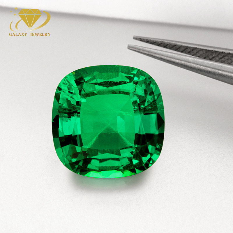 Synthetic Emerald Stone China Factory Directly Sale 6x6mm 8x8mm Cushion Cut Colombia Lab Grown Emerald Stone Price Per Carat