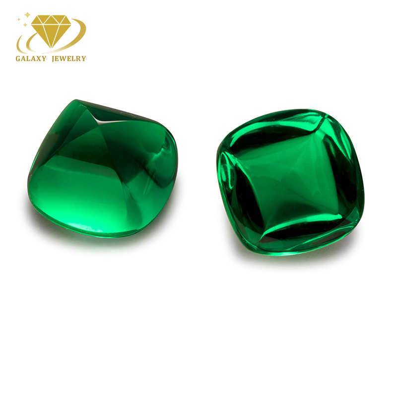 Fancy Shape Sugar Loaf Cut Lab Created Verdant Green Emerald Cabochon Gemstone  Zambia Colombian Emerald For Fine Jewelry Making