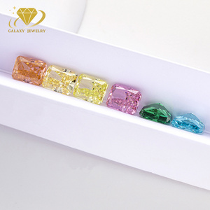 Rectangle Shape Ice Flower Cut Cubic Zirconia Radiant Cut Ice Crushed CZ Pink Yellow Green Blue Color Loose Gemstone For Jewelry