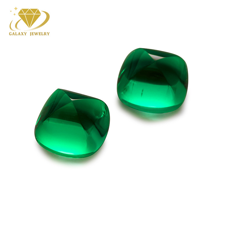 Fancy Shape Sugar Loaf Cut Lab Created Verdant Green Emerald Cabochon Gemstone  Zambia Colombian Emerald For Fine Jewelry Making