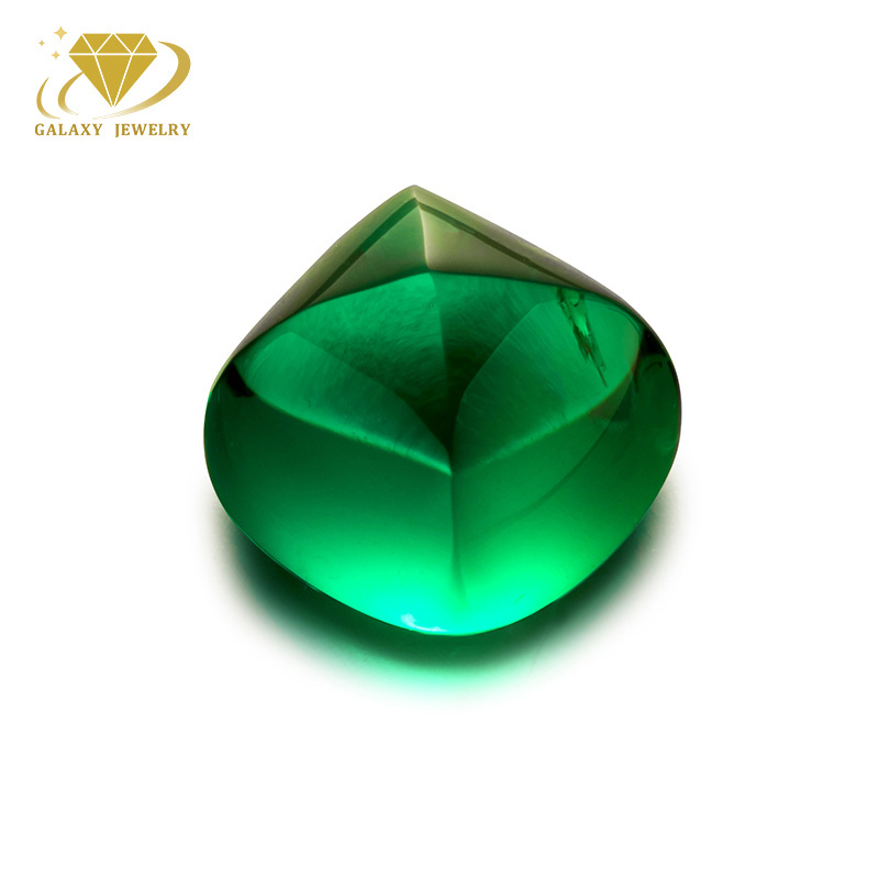 Fancy Shape Sugar Loaf Cut Lab Created Verdant Green Emerald Cabochon Gemstone  Zambia Colombian Emerald For Fine Jewelry Making