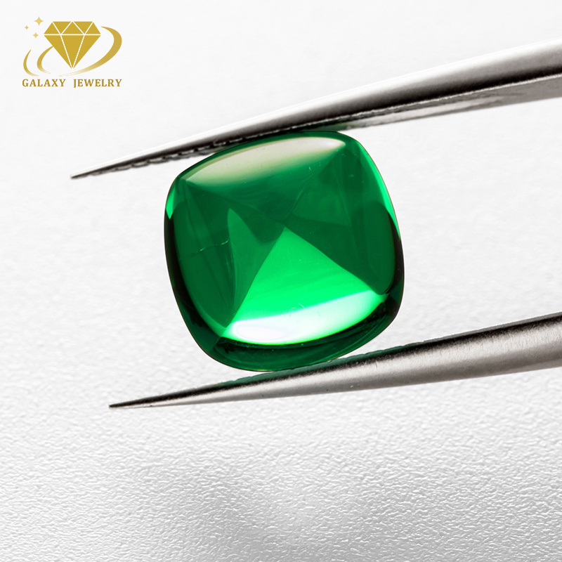 Fancy Shape Sugar Loaf Cut Lab Created Verdant Green Emerald Cabochon Gemstone  Zambia Colombian Emerald For Fine Jewelry Making