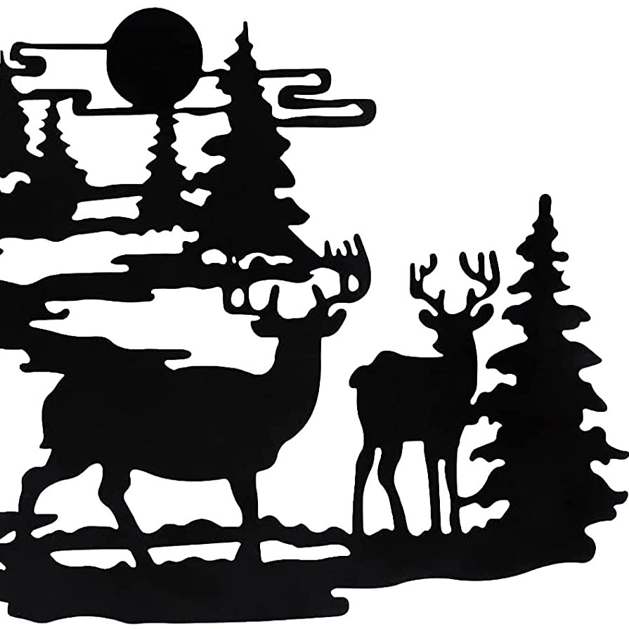 Metal Deer Woodland Art Wall Cabin Christmas Large Forest Tree Decor