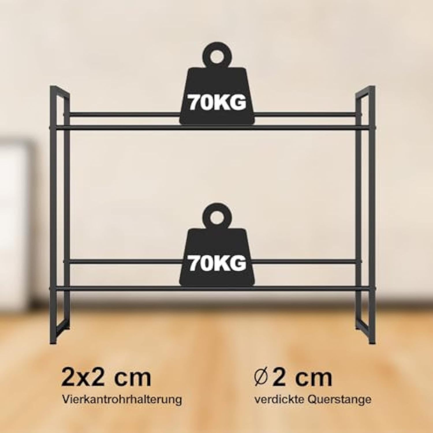 Drinks Crate Rack for 6 Crates Metal Drinks Shelf Crate Rack with Height-Adjustable Plastic Feet