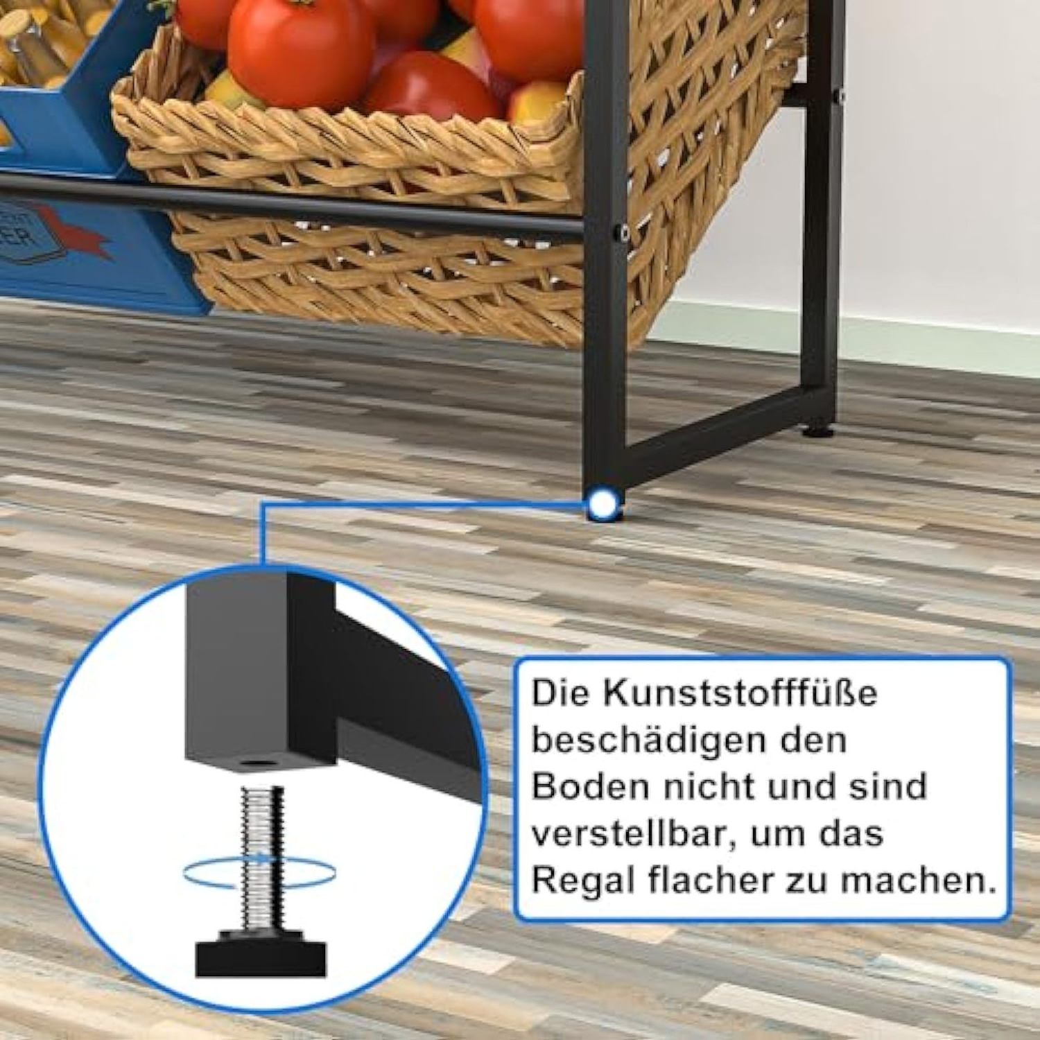 Drinks Crate Rack for 6 Crates Metal Drinks Shelf Crate Rack with Height-Adjustable Plastic Feet