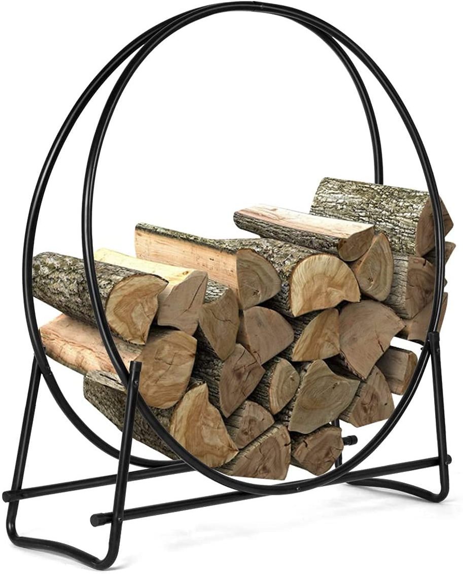 Steel Log Hoop Firewood holder hoop wood rack outdoor round heavy duty metal wood log storage rack