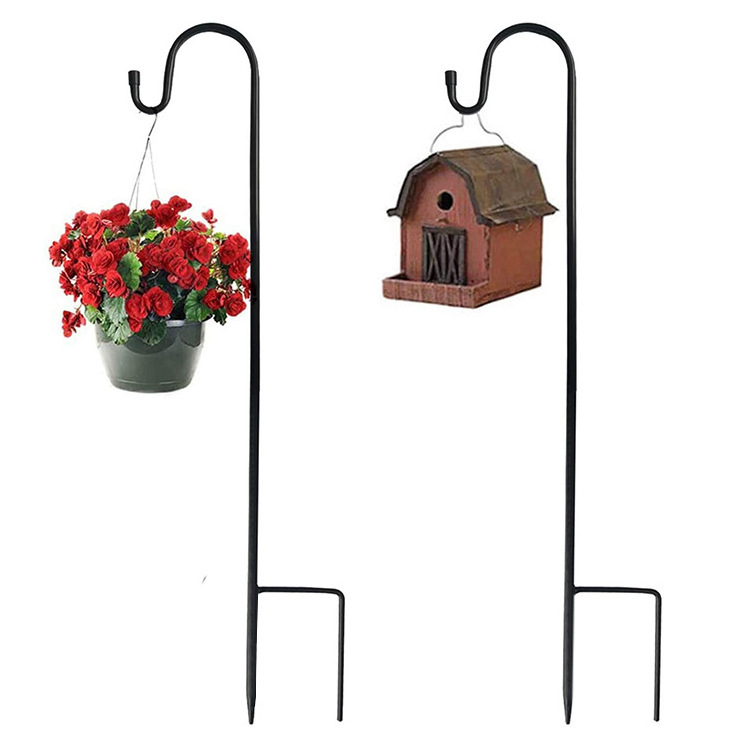 Black Shepherd Hook Bird Feeders Garden Planter Stakes for Bird Feeders