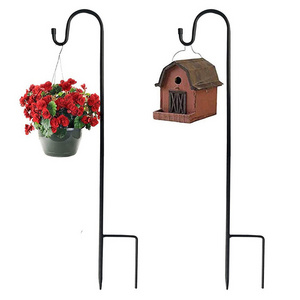 Black Shepherd Hook Bird Feeders Garden Planter Stakes for Bird Feeders