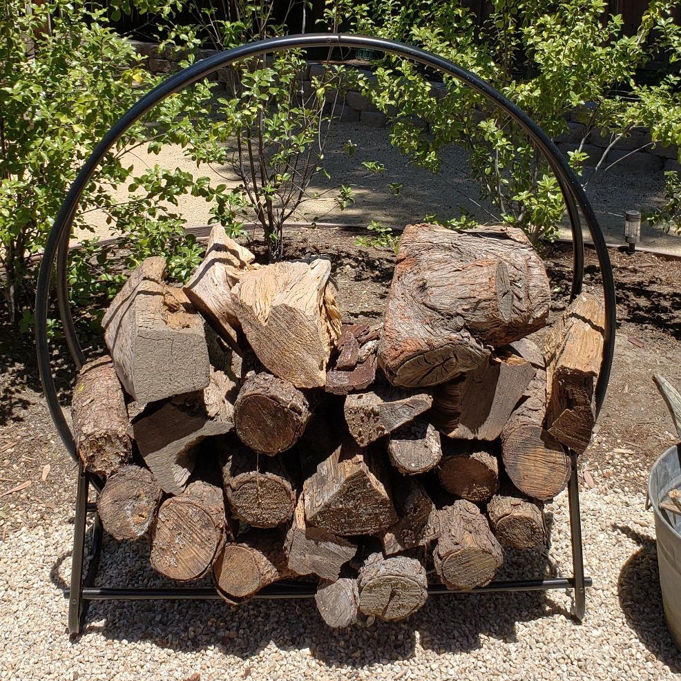 Steel Log Hoop Firewood holder hoop wood rack outdoor round heavy duty metal wood log storage rack