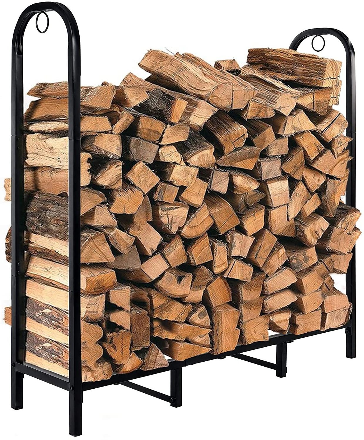 Firewood Log Rack Indoor or Outdoor Wood Storage Holder for Fireplace or Fire Pit Powder Coated