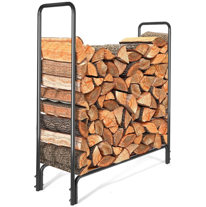 Firewood Log Rack Indoor or Outdoor Wood Storage Holder for Fireplace or Fire Pit Powder Coated